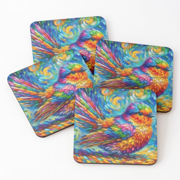 Item preview, Rainbow Wings: Monet-inspired masterpiece of a colorful bird designed and sold by FotoworldEdel.