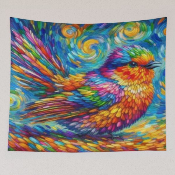 Item preview, Rainbow Wings: Monet-inspired masterpiece of a colorful bird designed and sold by FotoworldEdel.