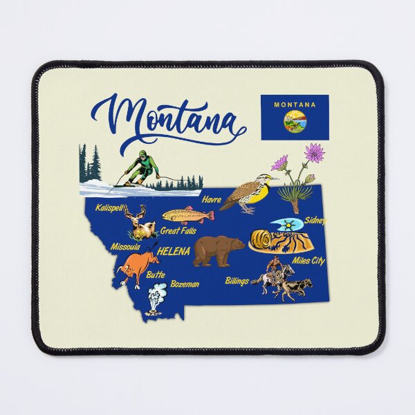 Item preview, Montana State Map & Symbols - Big Sky Country Vintage Style designed and sold by mashmosh.