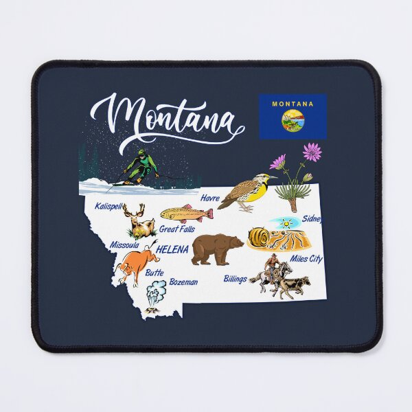 Item preview, Montana State Map Art - The Treasure State Wildlife & Cities designed and sold by mashmosh.