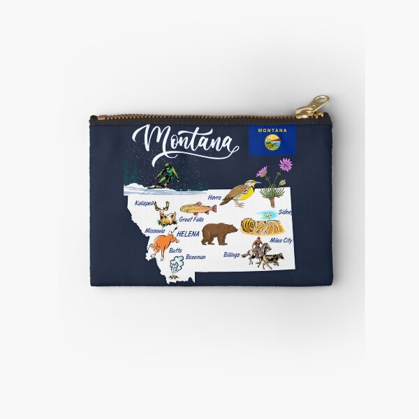 Item preview, Montana State Map Art - The Treasure State Wildlife & Cities designed and sold by mashmosh.