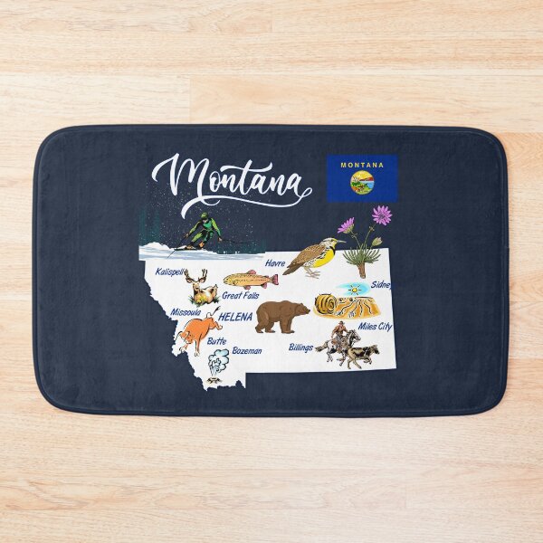 Item preview, Montana State Map Art - The Treasure State Wildlife & Cities designed and sold by mashmosh.