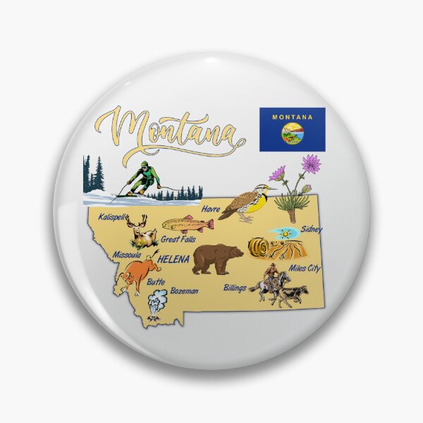 Artikelvorschau, Karte des US-Bundesstaates Montana – Illustration der wilden und freien Natur entworfen und verkauft von mashmosh.