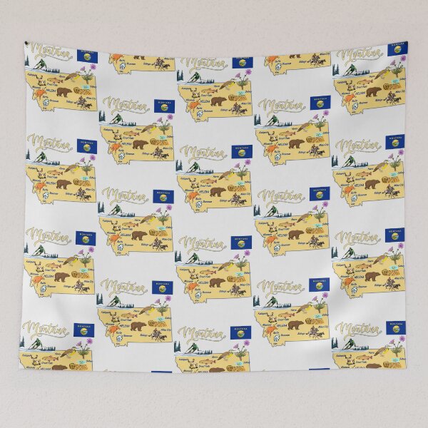 Item preview, Montana State Map - Wild & Free Nature Illustration designed and sold by mashmosh.