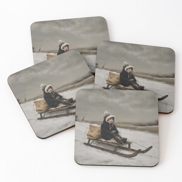 Item preview, Child Sledding in Winter Landscape designed and sold by lautir.