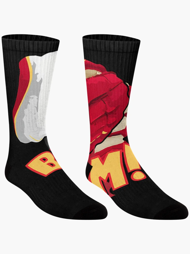 Aperçu 3 sur 5. Chaussettes avec l'œuvre Boum - Rasmus créée et vendue par RACRIVE.