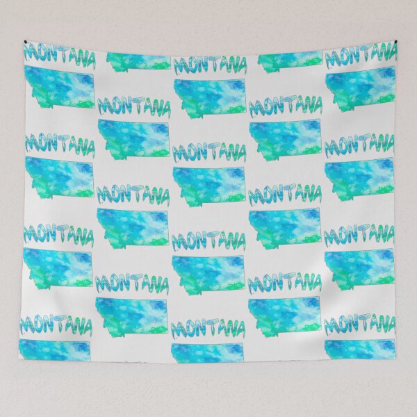 Item preview, Montana State Watercolor Silhouette - Artistic Blue & Teal Nature Map designed and sold by mashmosh.