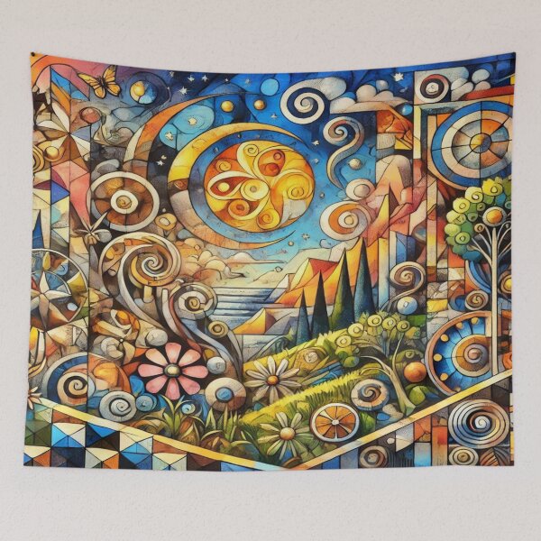 Item preview, A magical Cubist world with fantastic creatures designed and sold by FotoworldEdel.