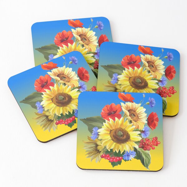 Item preview, Ukrainian Floral Blue & Yellow | Sunflowers, Kalyna & Poppies designed and sold by Julison2015.