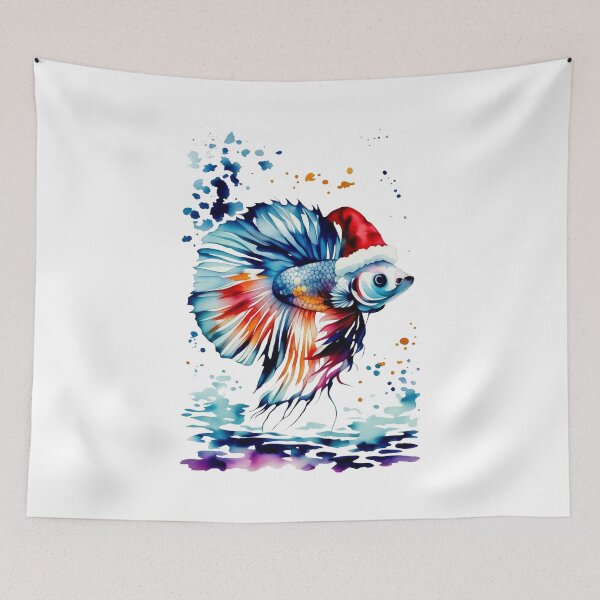 Item preview, Betta Christmas! Watercolor Santa Betta Fish Pun for Fish Lovers Funny Santa Betta Fish Pun design for Fish Lovers  designed and sold by Artycom.