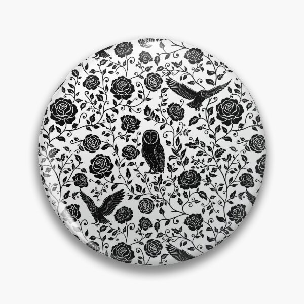 Item preview, Barn Owl Silhouette Floral Pattern | Seamless Rose & Owl Design for Nature Lovers designed and sold by WildLakePatterns.