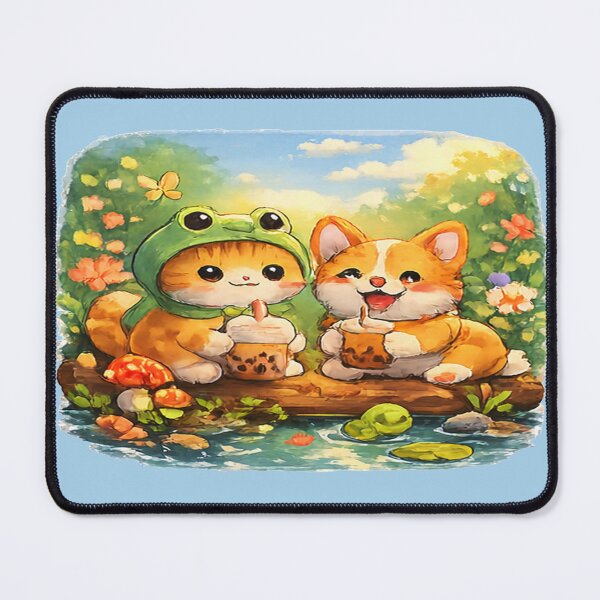 Item preview, Cute Frog Cat & Corgi Bubble Tea Friends designed and sold by Maksimovyy.