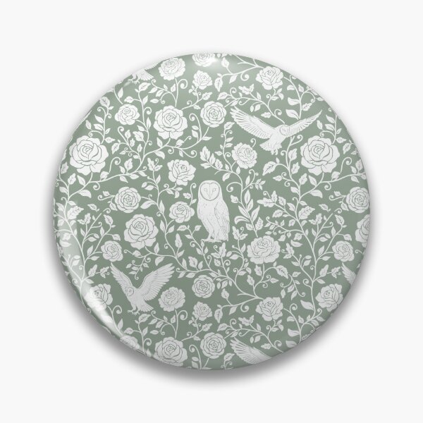 Item preview, Barn Owl Silhouette Floral Pattern | Seamless Rose & Owl Design for Nature Lovers in Sage Green  designed and sold by WildLakePatterns.
