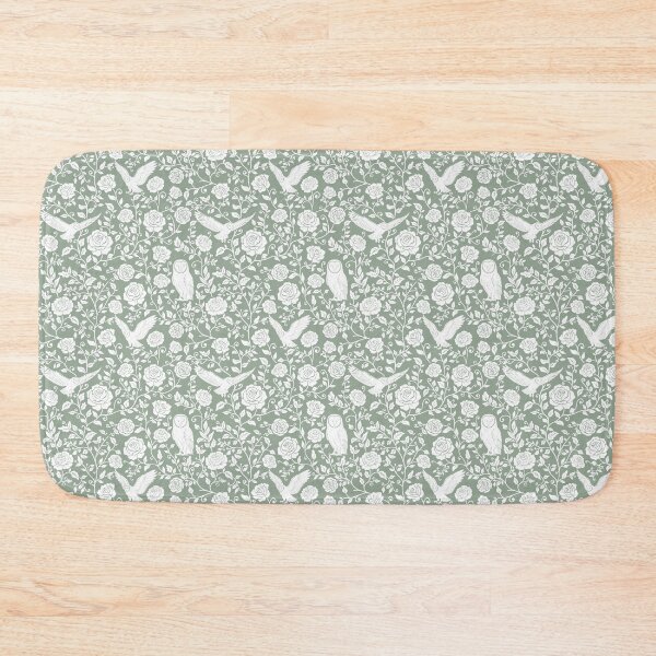Item preview, Barn Owl Silhouette Floral Pattern | Seamless Rose & Owl Design for Nature Lovers in Sage Green  designed and sold by WildLakePatterns.