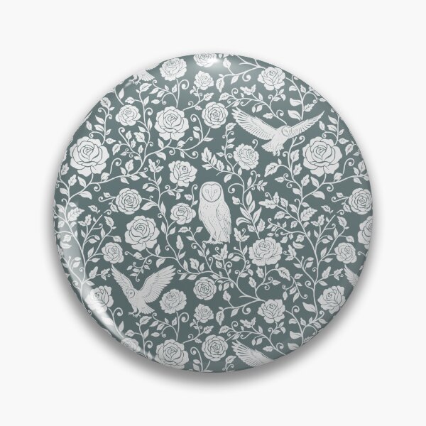 Item preview, Barn Owl Silhouette Floral Pattern | Seamless Rose & Owl Design for Nature Lovers in Grey Blue designed and sold by WildLakePatterns.
