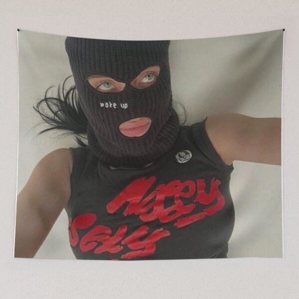 Item preview, billie eilish photo with ski mask designed and sold by Crealice.