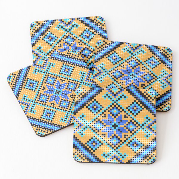 Item preview, Ukrainian Geometric Embroidery | Blue & Yellow Folk Pattern designed and sold by Julison2015.