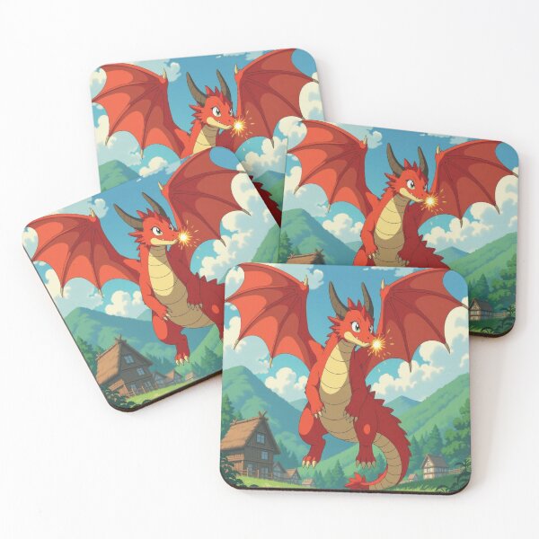 Item preview, Fiery dragon over village – Fantasy art with power & elegance designed and sold by FotoworldEdel.