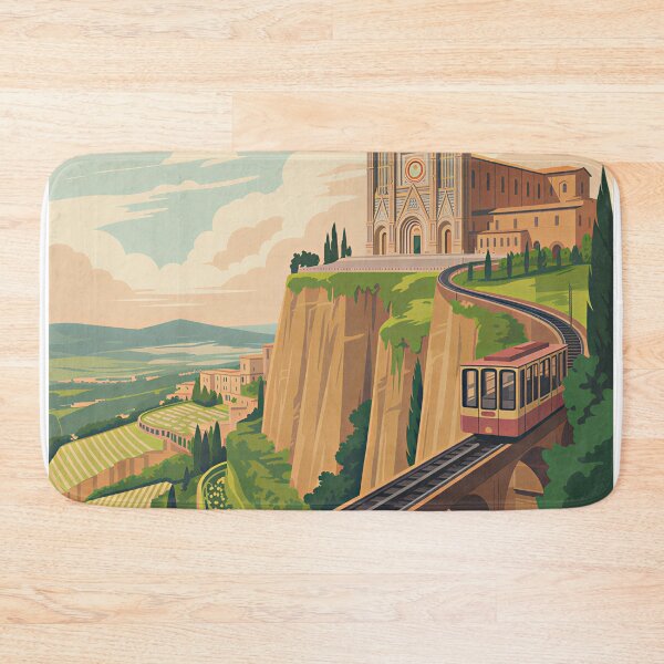 Aperçu de l'œuvre Une affiche de voyage classique et nostalgique – Orvieto, Italie créée et vendue par Blok45.