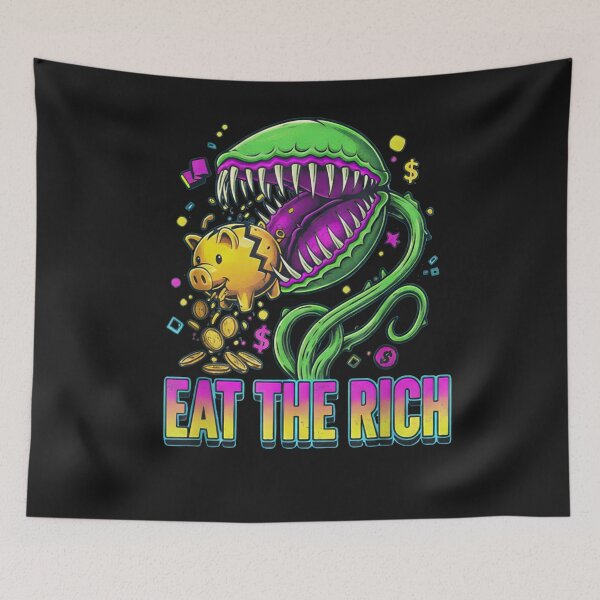 Item preview, Eat The Rich Venus Flytrap Retro 90s Aesthetic - Anti-Capitalist Piggy Bank Surreal Horror Graphic Tee designed and sold by ZyxDes.