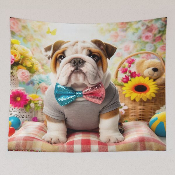 Item preview, Bulldog in a floral wonderland in Dolled Up style designed and sold by FotoworldEdel.