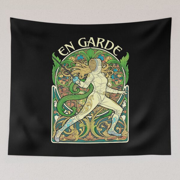 Item preview, Fencing Fencer Woman En Garde Vintage Art Nouveau Fencers designed and sold by GrandeDuc.