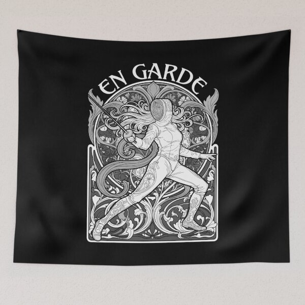 Item preview, Fencing Fencer Woman En Garde Vintage Art Nouveau Fencers designed and sold by GrandeDuc.