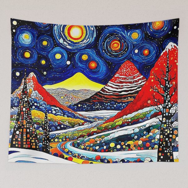 Item preview, Starry night over wintry landscape designed and sold by George Hutton Hunter.