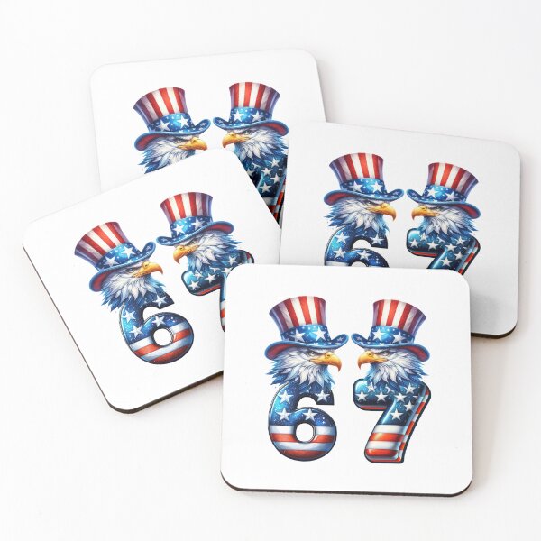 Item preview, Funny 67 Six Seven Eagle 4th of July 6 7 Meme American Flag designed and sold by ZANNIX.