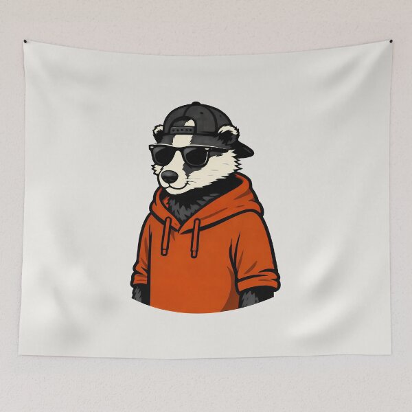 Item preview, Badger in Hoodie Minimalist Character Illustration designed and sold by Ombrya.