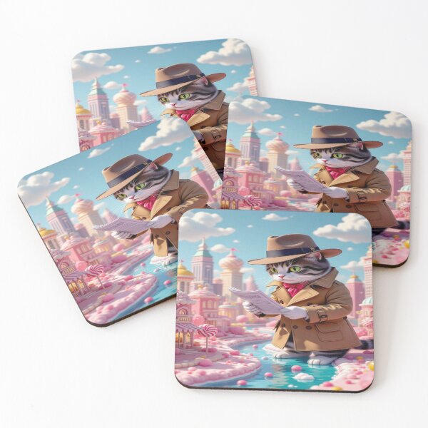 Item preview, Cat Detective in Sweet Fantasy Town – Fairytale Art Scene for Worldwide Cat Lovers designed and sold by FotoworldEdel.