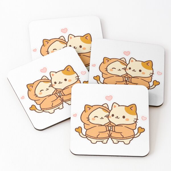 Item preview, Kawaii Mochi Cats in Love - Cute Valentine's Moon & Stars Aesthetic designed and sold by MT-Hub | Cute Aesthetic Art, Stickers & Phone Cases.