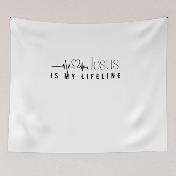 Item preview, Casual T-Shirt with "Jesus Is My Lifeline" Graphic Print Season Streetwear Tee, Comfortable Casualwear | Religious Phrase Apparel | Nontransparent Material designed and sold by Joy & Thread.