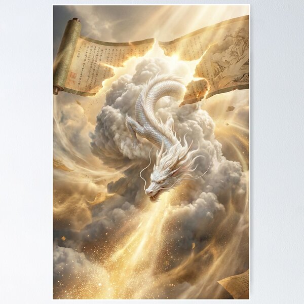 Item preview, White Dragon of the Heavenly Scroll – Mori no Akari Series designed and sold by Mori-no-Akari.