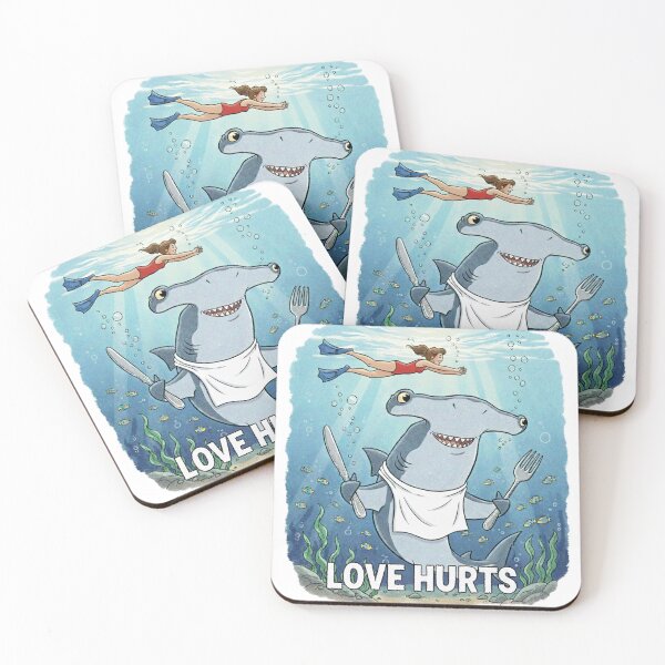 Item preview, Love Hurts – Funny Hammerhead Shark Valentine Design designed and sold by Fun-and-joy.