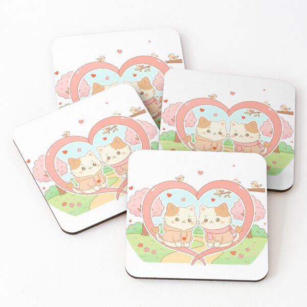 Item preview, Kawaii Mochi Cat & Panda Valentine’s Love – Aesthetic Pastel Couple Art designed and sold by MT-Hub | Cute Aesthetic Art, Stickers & Phone Cases.