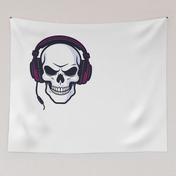 Item preview, Gaming Skull Headphones – Dark Gamer DJ Aesthetic Design designed and sold by Kavya Art.