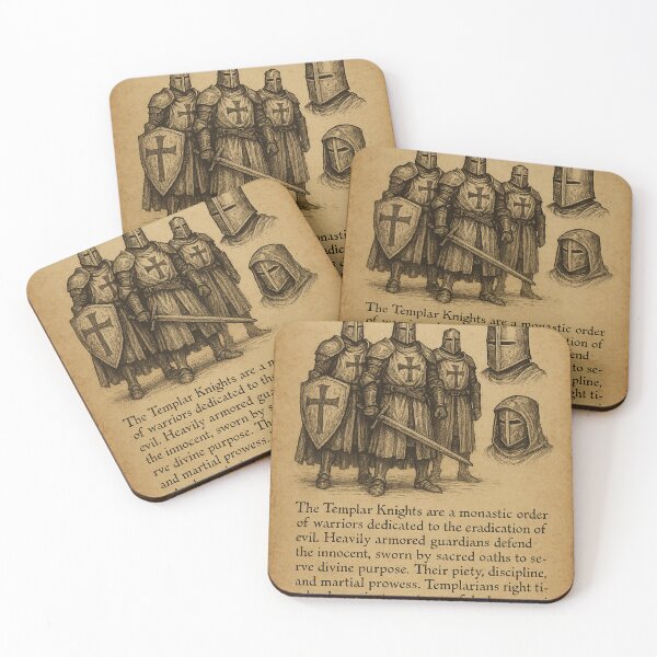 Item preview, Templar Knights – Medieval Parchment Manuscript Illustration designed and sold by T-Prestige.