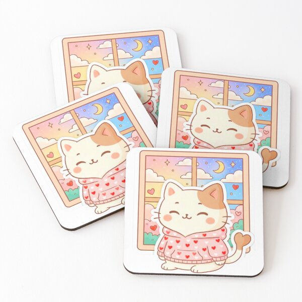 Item preview, Kawaii Valentine Mochi Cat & Panda – Aesthetic Love & Friendship Collection designed and sold by MT-Hub | Cute Aesthetic Art, Stickers & Phone Cases.