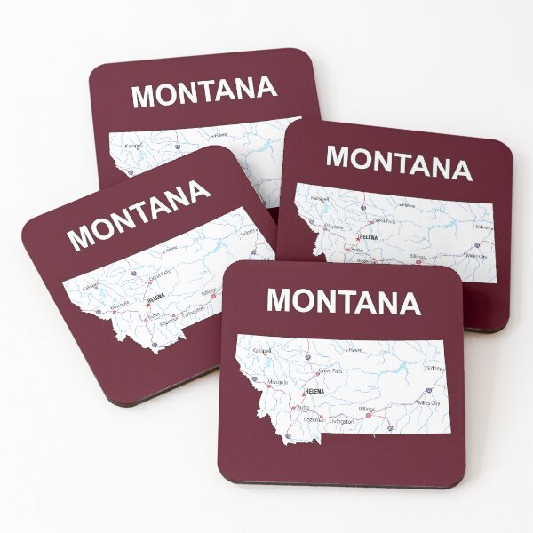 Item preview, Montana State Map - Vintage Earth Tones & Blue Rivers designed and sold by mashmosh.