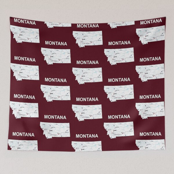 Item preview, Montana State Map - Vintage Earth Tones & Blue Rivers designed and sold by mashmosh.