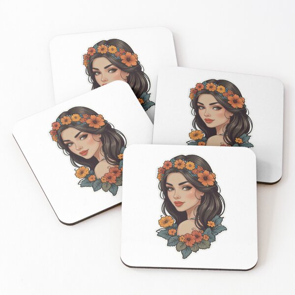 Item preview, Florar Beaut Girl Sticker || Elegant Women Portain with Flower  designed and sold by DesignOp866.