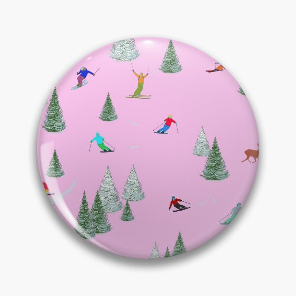 Item preview, Skiers Downhill Skiing Pink Snow Reflection designed and sold by Lily Rose Doodle.