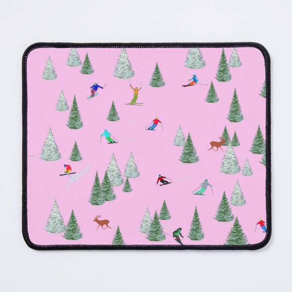 Item preview, Skiers Downhill Skiing Pink Snow Reflection designed and sold by Lily Rose Doodle.