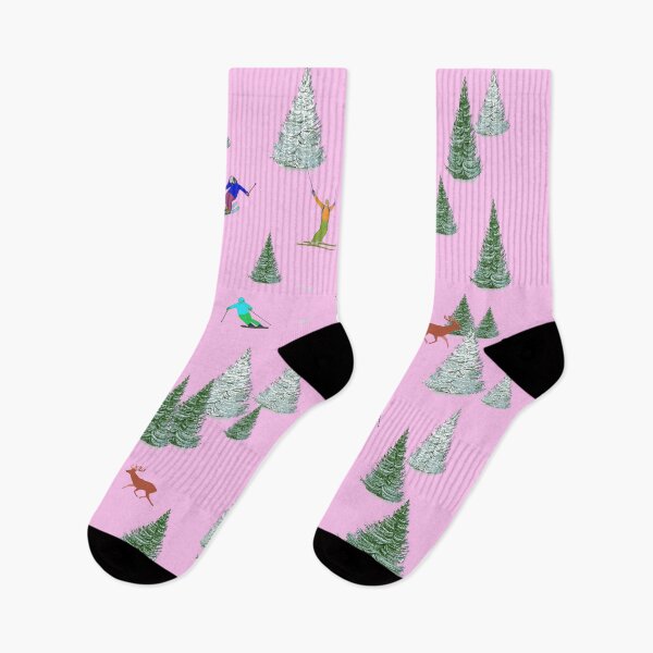 Item preview, Skiers Downhill Skiing Pink Snow Reflection designed and sold by Lily Rose Doodle.