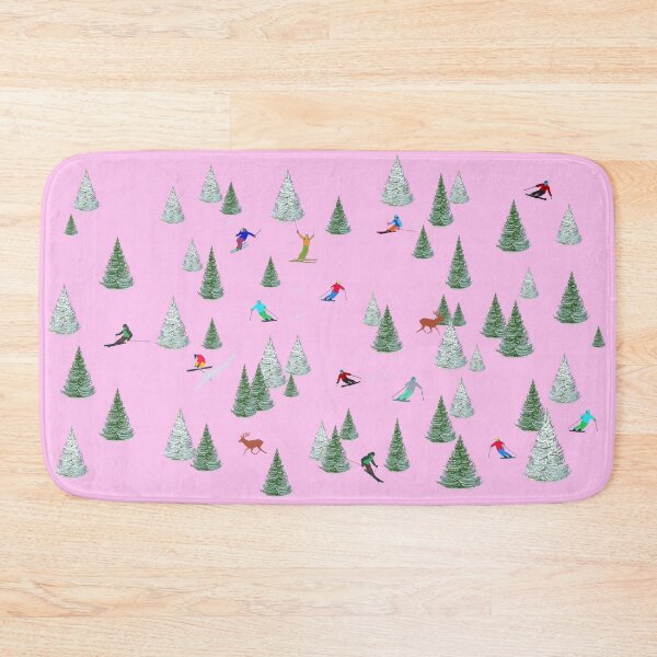 Item preview, Skiers Downhill Skiing Pink Snow Reflection designed and sold by Lily Rose Doodle.