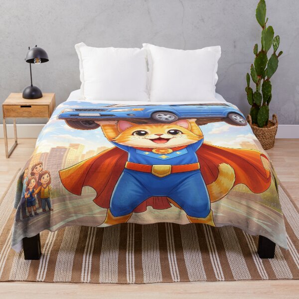 Item preview, Superhero Cat Lifting a Car – Cute Animal Hero Saving the Day | Kawaii Cartoon Illustration designed and sold by Furfolkz.