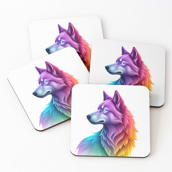 Item preview, Rainbow Wolf Head – Colorful Fantasy Wolf Illustration designed and sold by RBToper.