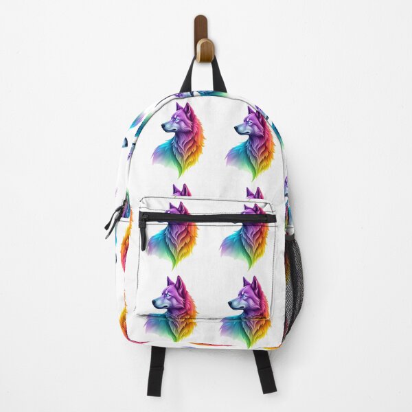 Item preview, Rainbow Wolf Head – Colorful Fantasy Wolf Illustration designed and sold by RBToper.