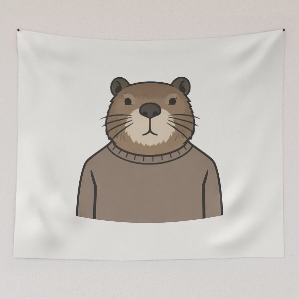 Item preview, Ilustración minimalista de una nutria con suéter designed and sold by Ombrya.